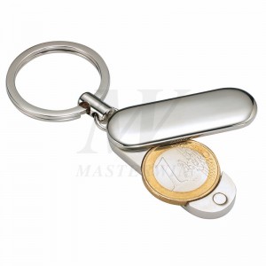Porte-clé en métal avec stockage de pièces en euros (pour 1 euro en euros) _B62729